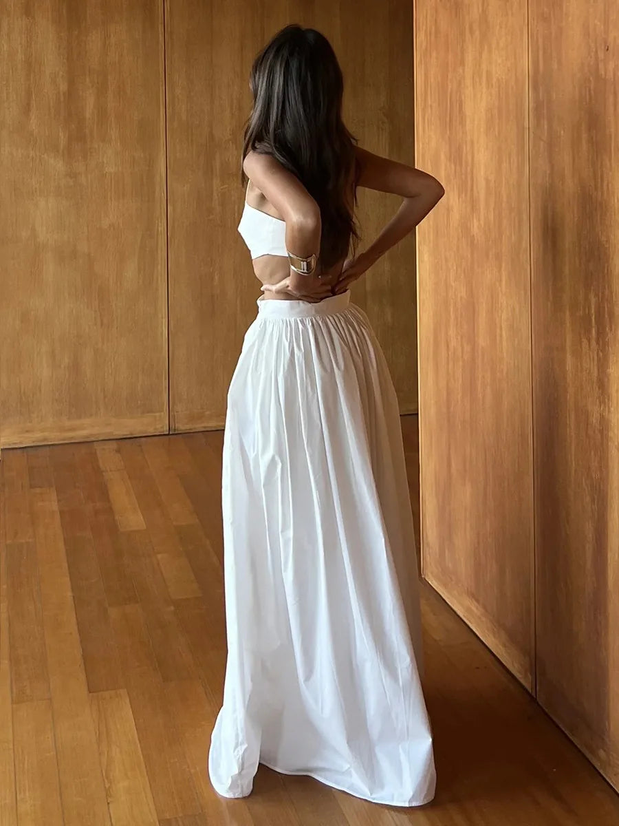 Bornladies 100% Cotton Suspender Underwear Half Long Skirt Set Summer New Beach Style Sexy Stylish Underwear Long Skirt Set