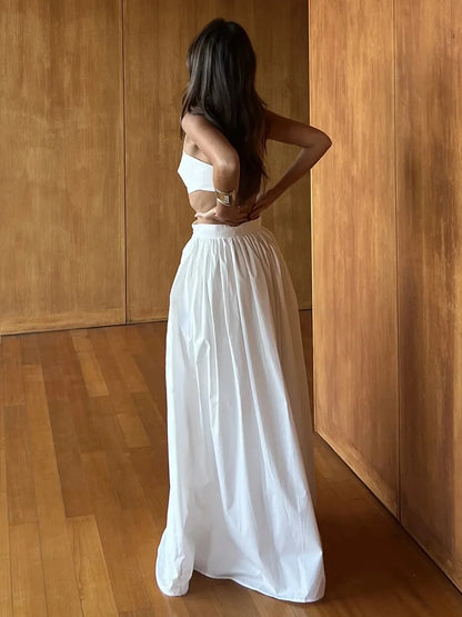 Bornladies 100% Cotton Suspender Underwear Half Long Skirt Set Summer New Beach Style Sexy Stylish Underwear Long Skirt Set