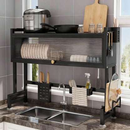 HanTai Over The Sink Dish Drainer Drying Rack 3 Tier Over Sink Dish Rack For A Tidy Kitchen Sink Shelf Organized Space-Saving Di