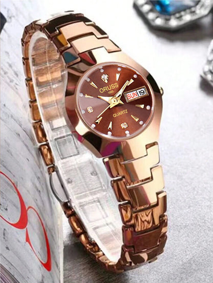 ORUSS Hot Brand Ladies' Watch High Quality Stainless Steel  Waterproof Luminous Pointer Week Calendar Eleganc Women Quartz Watch