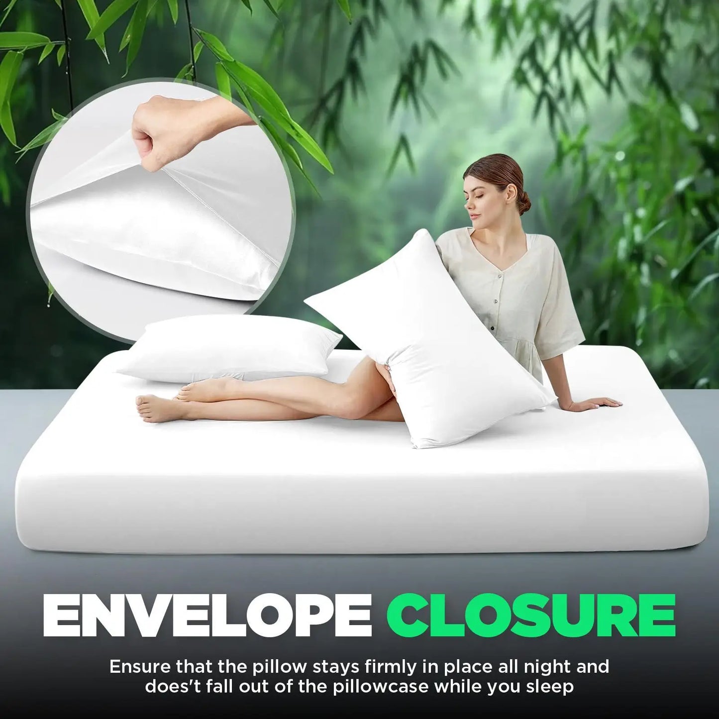 Emircey 3Pcs Bamboo Fitted Sheet Set Cooling Breathable Bedding Silky Soft Mattress Cover with 2 Pillowcases Deep Pocket Bottom Sheet for Home Bedroom Dorm Spring Summer Sleep Gift