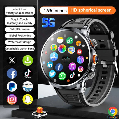 5G/4G Smart Watch 1.95 inch AMOLED 1880mah Battery 16GB+256GB RAM 800W Camera GPS WIFI Google APP Download Heart Rate Smartwatch