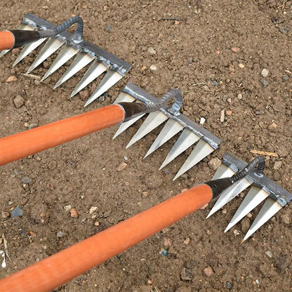 4/5/6/7 Teeth Carbon Steel Garden Hand Rake Farm Tool Weeding Scarifier Agricultural Nail Harrow Metal Harrow Garden WeedingTool