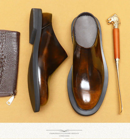 Luxury Men's Slippers Genuine Leather Loafers Men Moccasins Casual Non-slip Man Shoes Italian Summer Fashion Half Shoes for Men