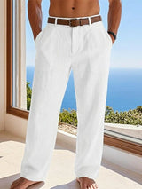 Men's Linen-Blend Straight-Leg Trousers — product image