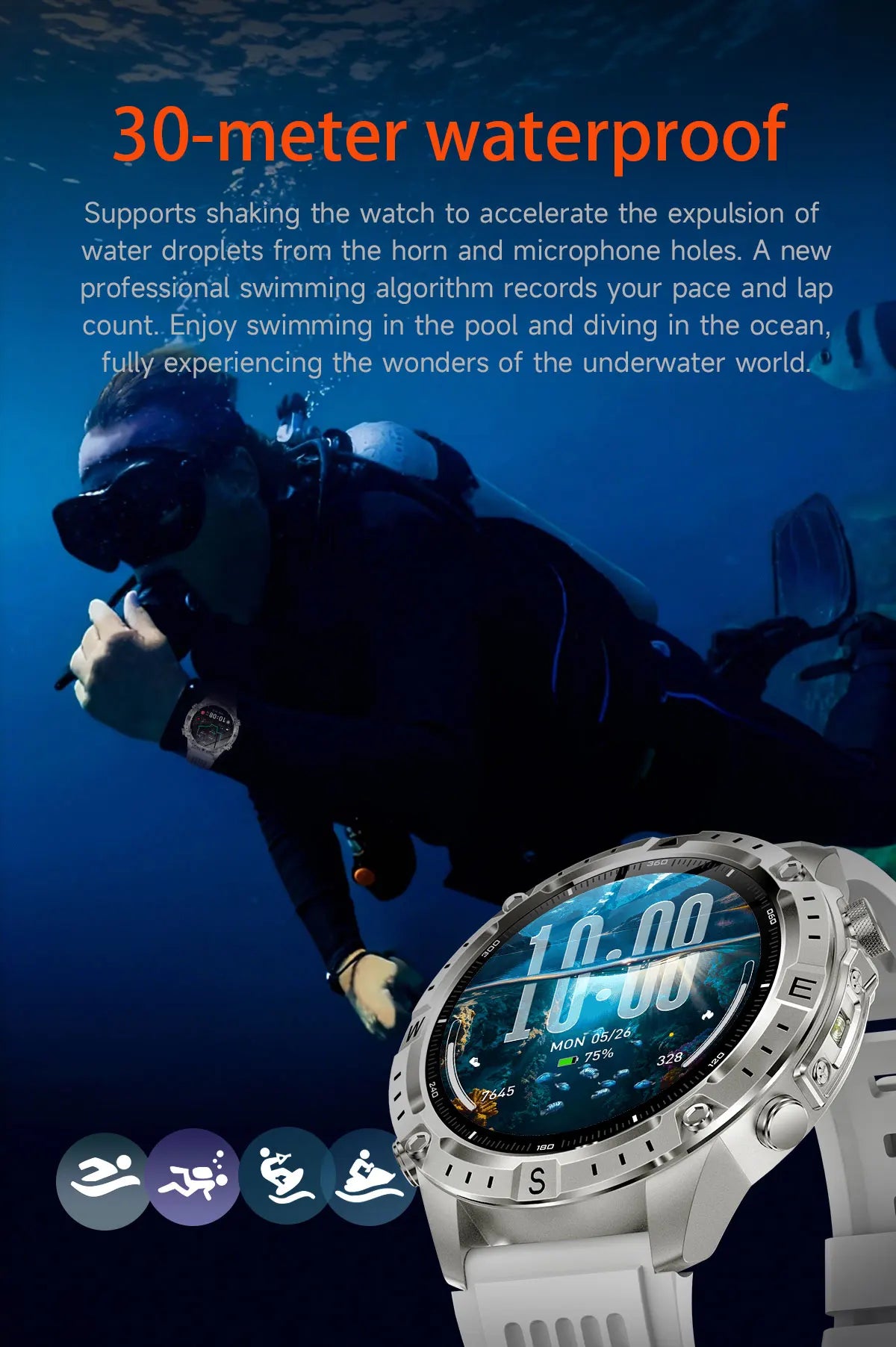 2026 Offline Map New Smart Watch 3ATM Waterproof GPS Navigation Compass Altimeter Flashlight Men 170+ Sports Bracelet Men Women