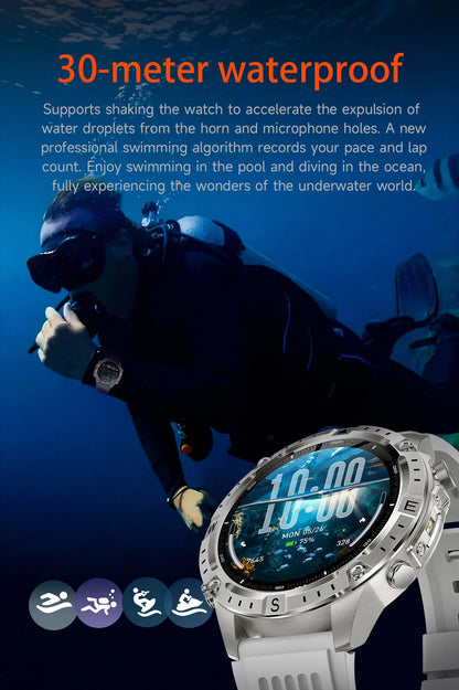 2026 Offline Map New Smart Watch 3ATM Waterproof GPS Navigation Compass Altimeter Flashlight Men 170+ Sports Bracelet Men Women