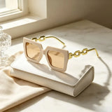 Thick-Frame Chain-Detail Sunglasses Set — view 3
