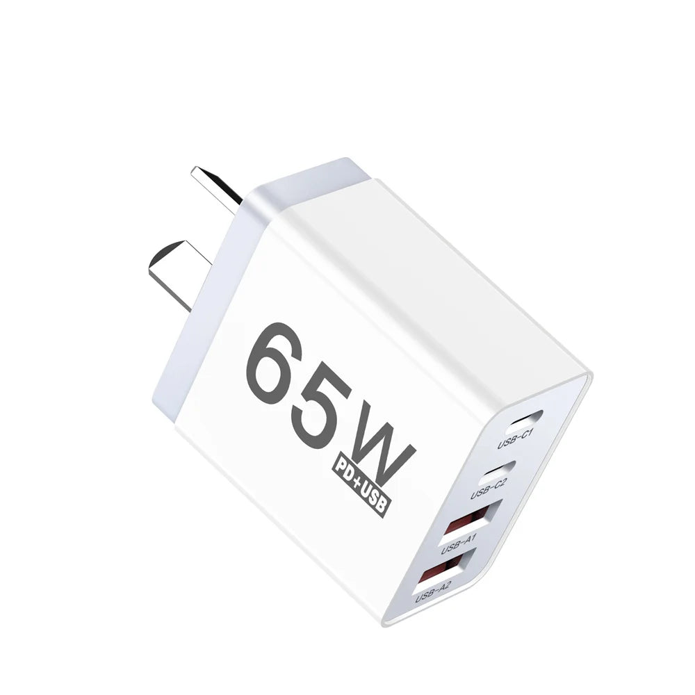 AU Plug USB Type C Fast Charger 65W PD Quick Charge Wall Adapter for iPhone Samsung Xiaomi Redmi Mobile Phone USB Charger EU UK