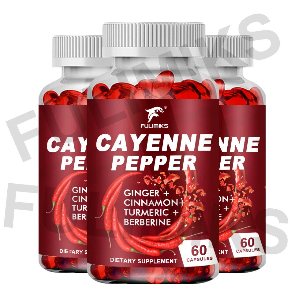 Cayenne Pepper Capsules, Supports Cardiovascular Health, Improves Digestion & Blood Circulation, Capsaicin Supplement Softgels