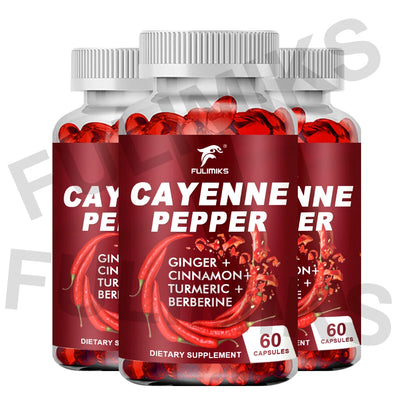 Cayenne Pepper Capsules, Supports Cardiovascular Health, Improves Digestion & Blood Circulation, Capsaicin Supplement Softgels