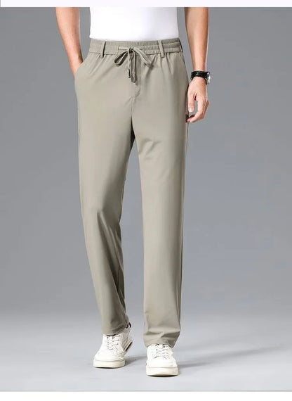 High-End Business Ice Silk Long Pants Sporty Summer Cool Feeling Casual Thin Men's Loose Straight Leg West Pants