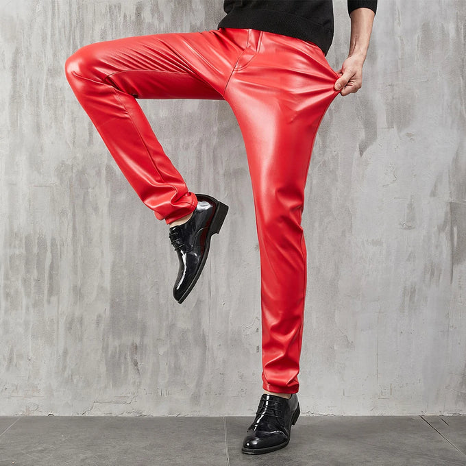 Men's Slim-Fit Faux Leather Pants — product image