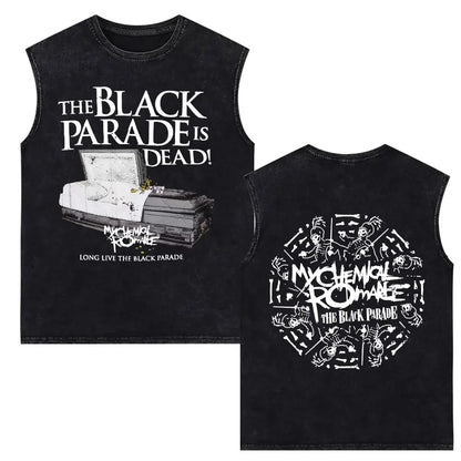 My Chemical Romance Vintage Washed Tank Tops Three Cheers for Sweet Revenge Sleeveless Vest Men Retro Punk Emo Rock Band T-shirt