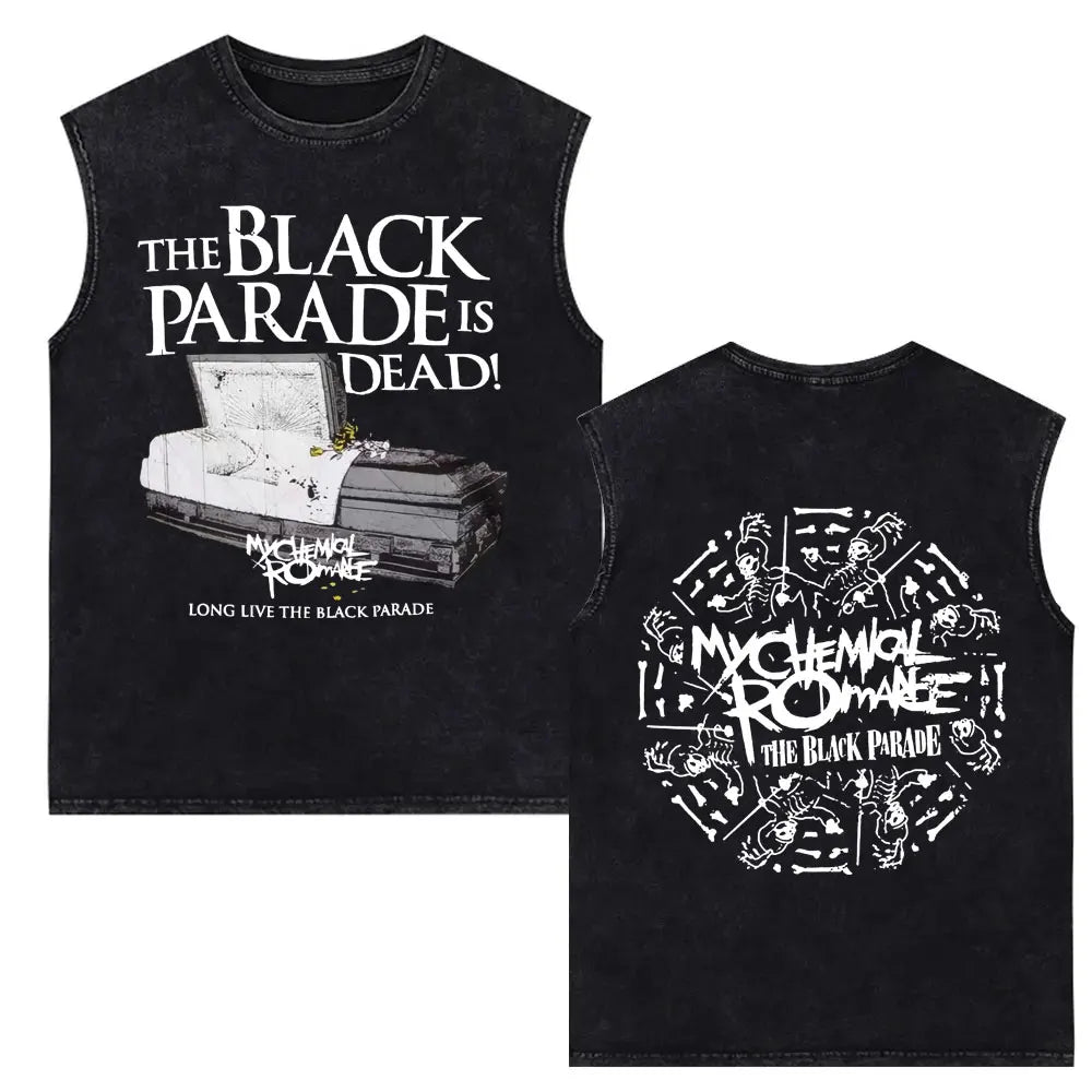 My Chemical Romance Vintage Washed Tank Tops Three Cheers for Sweet Revenge Sleeveless Vest Men Retro Punk Emo Rock Band T-shirt