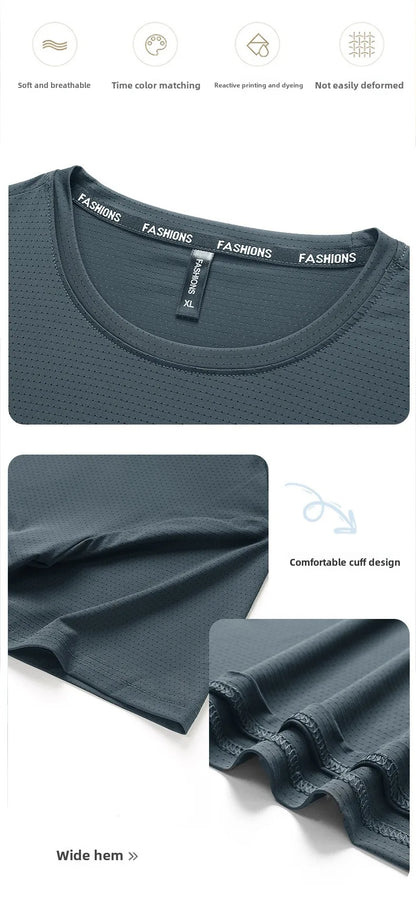 High-Quality Ice Silk T-Shirts Men Plus Size 8XL Male Tshirt Fat Man Tee Shirt Breathable Wearing Tee Tops Running Fast Shipping