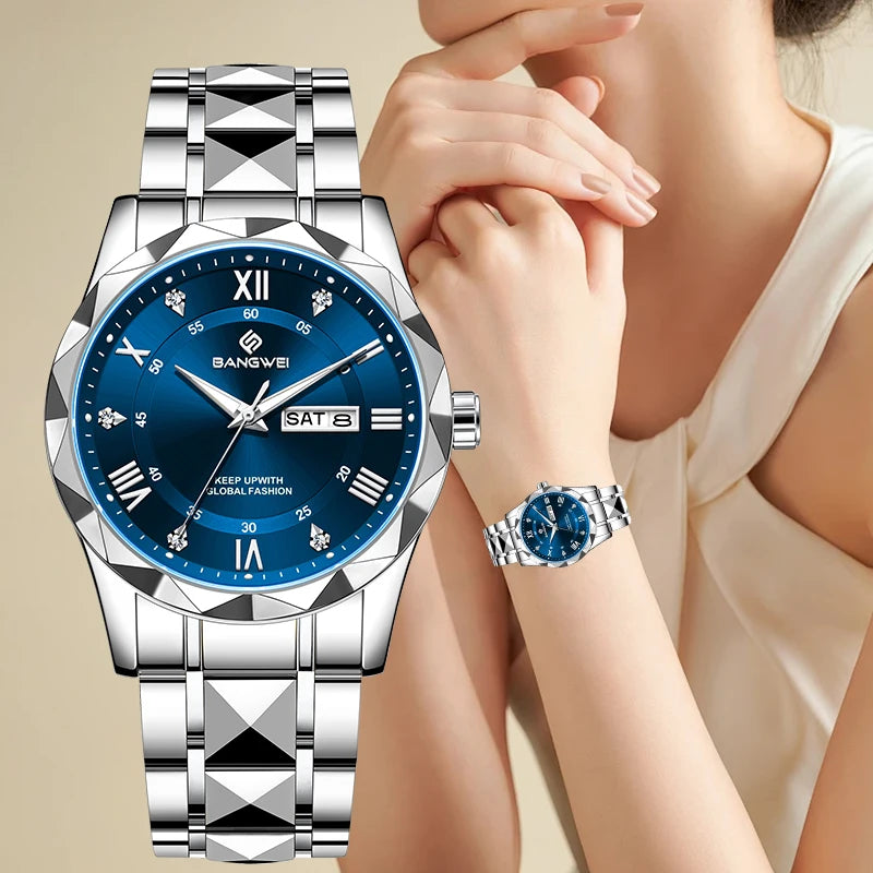 BANGWEI Woman Watch Luxury Elagant Classic Fashion ClockBusiness Casual Date Stainless Waterproof Luminous Quartz Ladies Watches