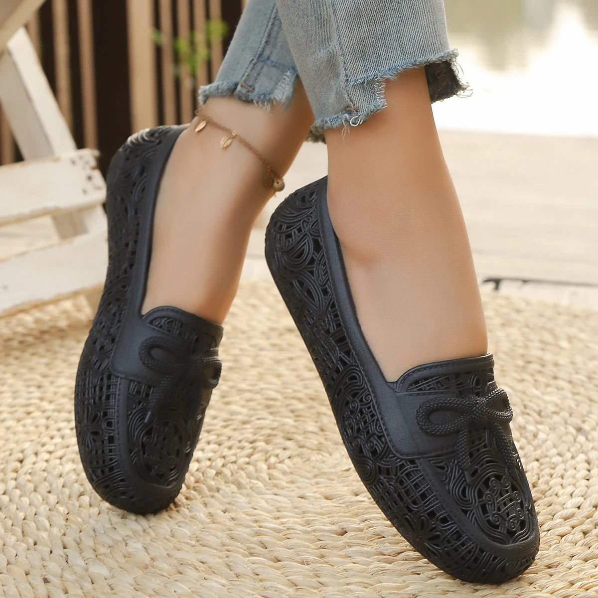 Summer New Style Round-toe Comfortable Anti-slip Sexy Casual Shoes Fashionable and Popular - Bow-shaped Flat Shoes for Women