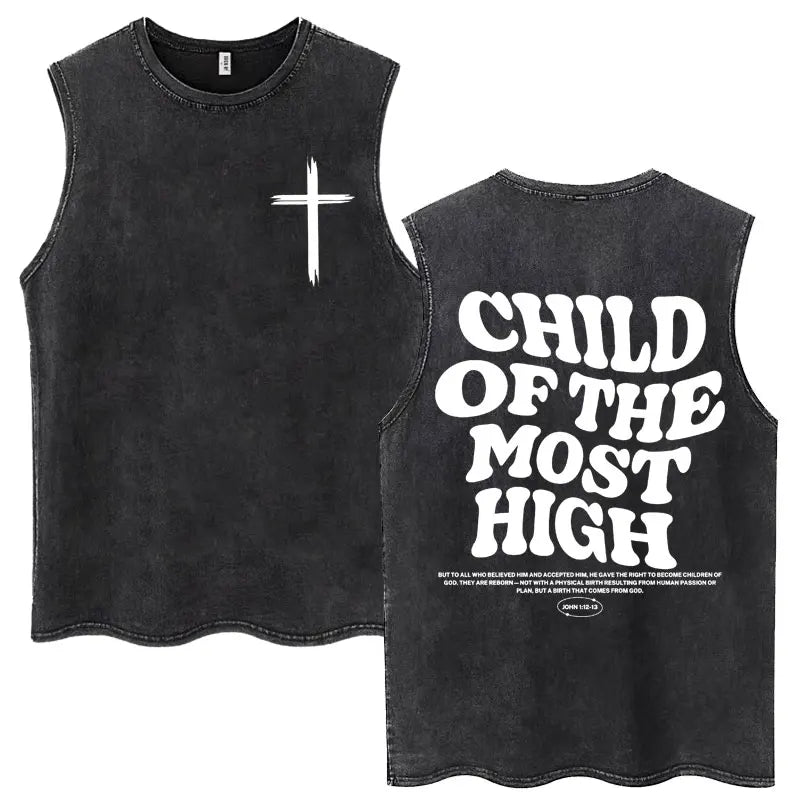 Washed Jesus Is King Christian Harajuku Vintage Tank Tops Men Women Gothic Sleeveless T-shirt Loose Summer Cotton Casual T Shirt