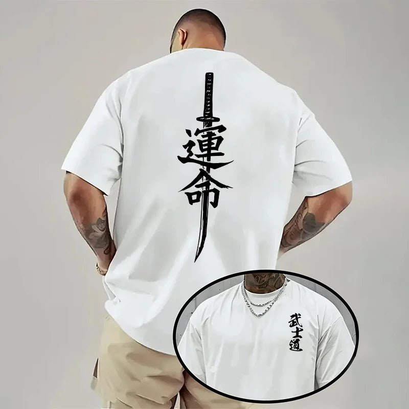 Japan Bushido Print T-shirt for Man 2026 Spring Summer Daily Casual Fashion Short Sleeve Top Male Home Outdoor Comfort Cool Tees