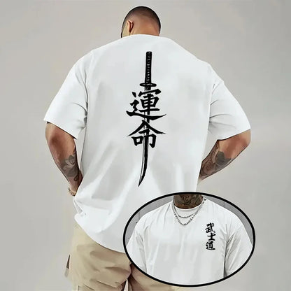 Japan Bushido Print T-shirt for Man 2026 Spring Summer Daily Casual Fashion Short Sleeve Top Male Home Outdoor Comfort Cool Tees