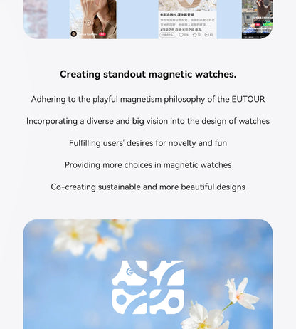 Eutour New Original Magnetic Rose Gold Trend Women's Watches Female Student Quartz Watch Simple Fashion Women's Watches
