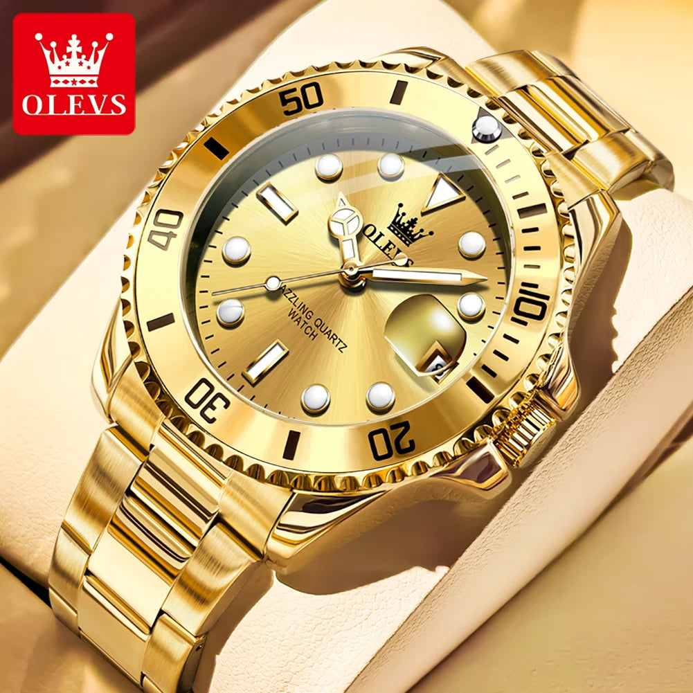 OLEVS Watches 5885 Mens Watch Original High Quality Quartz Watch Waterproof Luminous Calendar  Watches For Men Box Gifts Reloj