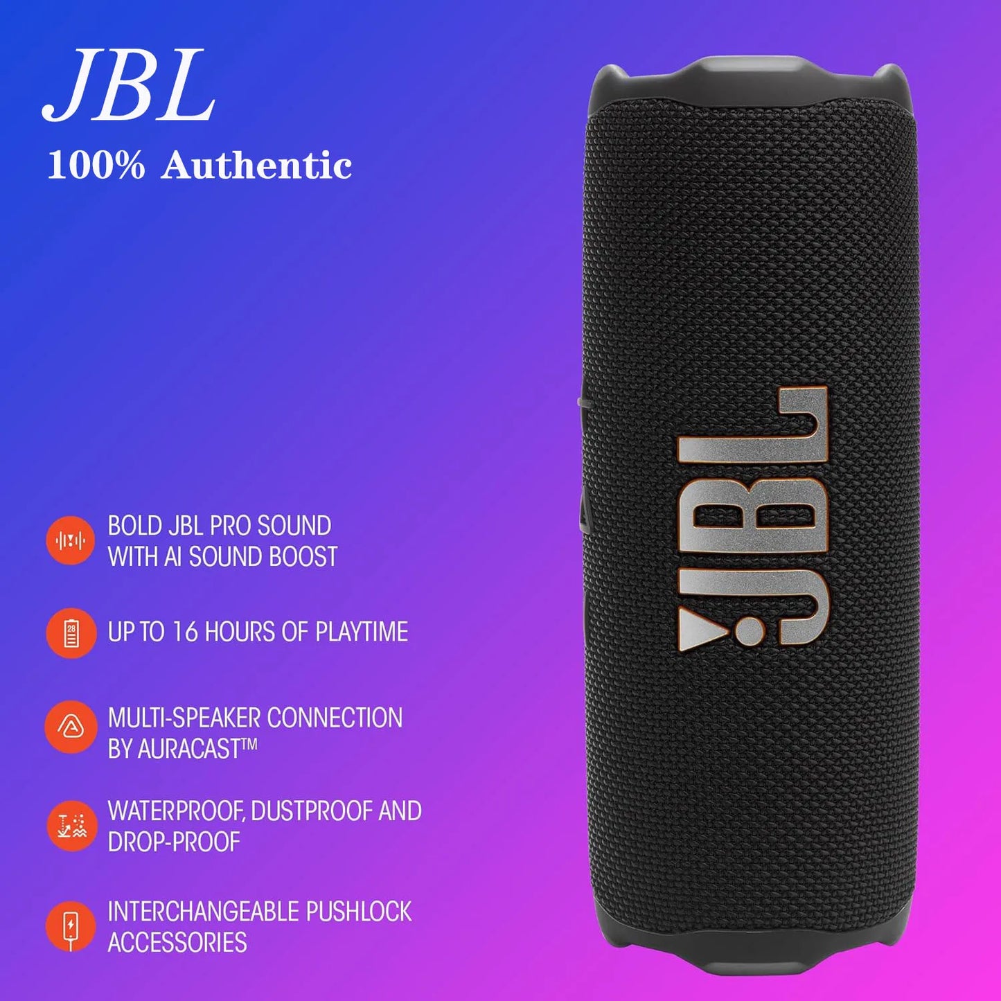 JBL FLIP 7 Official Authentic Wireless Bluetooth Speaker Outdoor Subwoofer Includes JBL Portable APP Application for Music Party