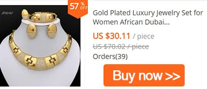 GZJPEI Two Tone Jewelry Set Gold Plated Big Pendant Necklace Bracelet Water Drop Earring Ring For Women Wedding Gifts 2025 New