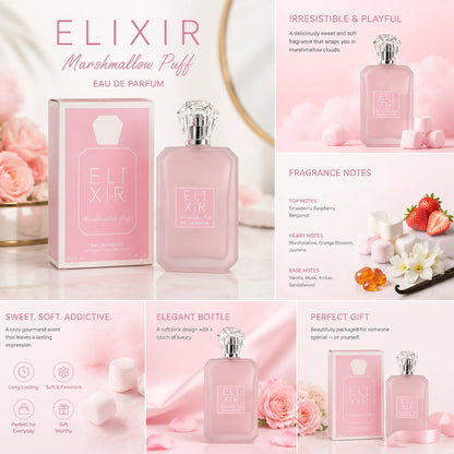 3.4fl Oz Eau De Parfum Spray,Strawberry，Marshmallow and Vanilla Perfume For Women Long Lasting,Perfect For Dating, Daily Life