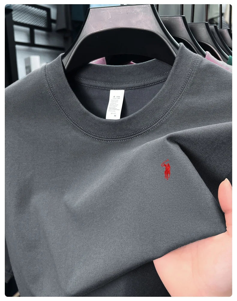 2025 Xiaoma Fashion Brand Pure Cotton Men's Short sleeved T-shirt Summer New High end Comfortable Casual Round Neck Top