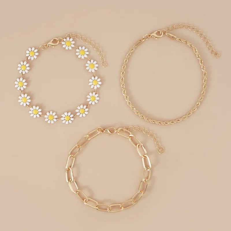 Summer New Daisy Flower Chain Anklets for Women Trendy Beach Starfish Shell Beads Anklet Bracelet On Leg Foot Chain Boho Jewelry