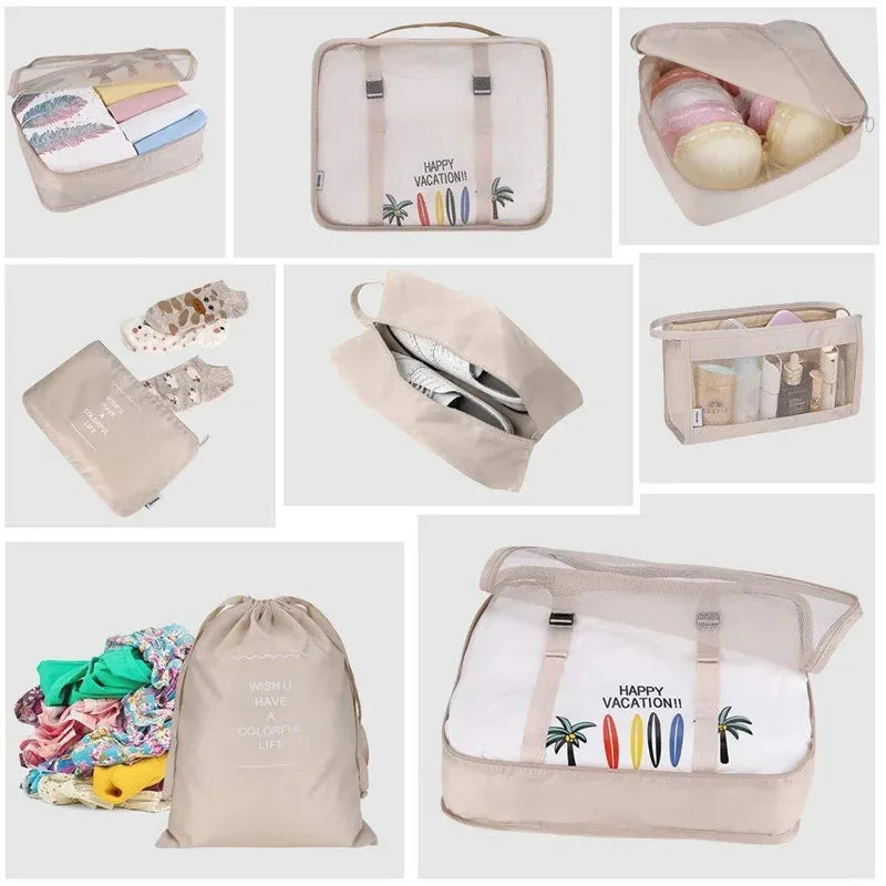 6/8Pcs Set Travel Bag Organizer Clothes Luggage Travel Organizer Blanket Shoes Organizers Bag Suitcase Pouch Packing Cubes