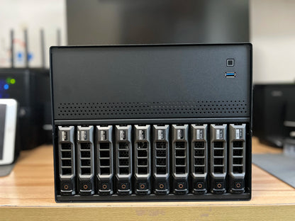 N10 NAS Case - 10+2 Bay Hot Swap, Supports MATX Board & 1U PSU, 4 PCI-E Slots, Aluminum Chassis for Storage