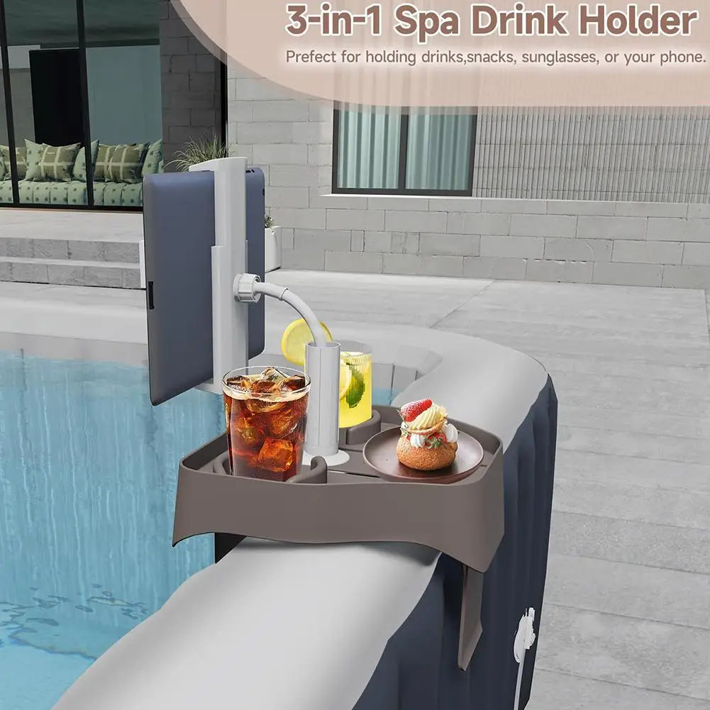Adjustable Hot Tub Tray Table With Cup Holder Phone Stand For Outdoor Inflatable Pools Spas Pool Beverage Shelving V4i5