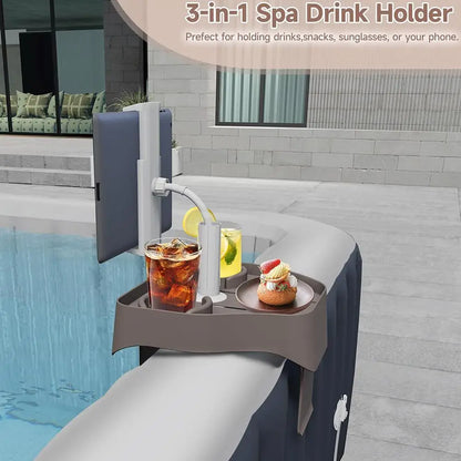 Adjustable Hot Tub Tray Table With Cup Holder Phone Stand For Outdoor Inflatable Pools Spas Pool Beverage Shelving V4i5