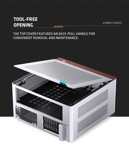 JONSBO NV10 Chassis ITX MINI Full Aluminum Mesh Breathable Support 1U FLEX Power Supply Standing or Lying Desktop Computer Case