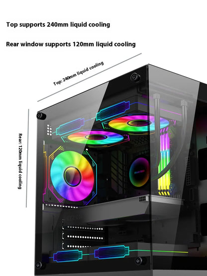 Power Train Illusionary Realm Computer Case M-ATX ITX Seaview Room Side Transparent Desktop Chassis Support 240 Water Cooler