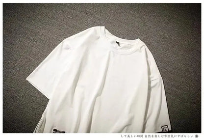 Y2K Summer New Mens Fashion Oversized Style Cargo T Shirt Man Techwear Men Brand Quality 100% Cotton Zip Up Short Sleeve Tshirt