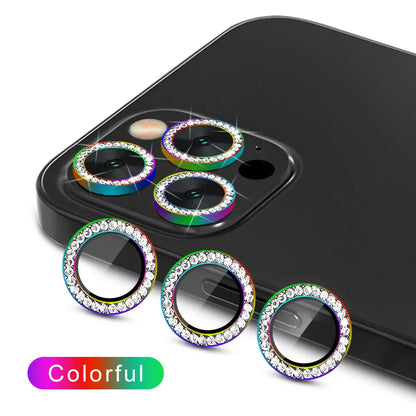 9D Diamond Lens Protector For iPhone 17 Pro Max Air Camera Tempered Glass Compatible with iPhone 14 15 16 Pro Max Ring Cover Cas
