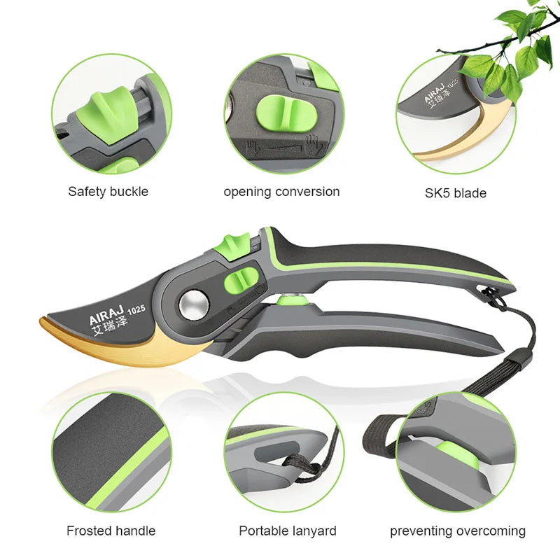 AIRAJ Industrial Grade Pruning Shears Are Labor-Saving Gardening Tools With Sharp, Durable, And Non Slip Scissors