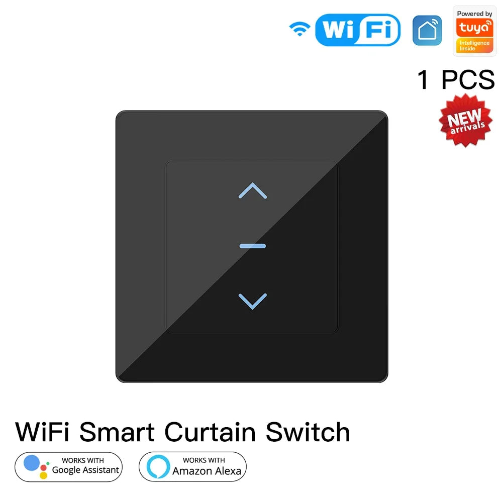New WiFi Smart Curtain Switch Touch Design for Motorized Curtains and Roller Blinds work with Tuya Smart Life App Alexa Google