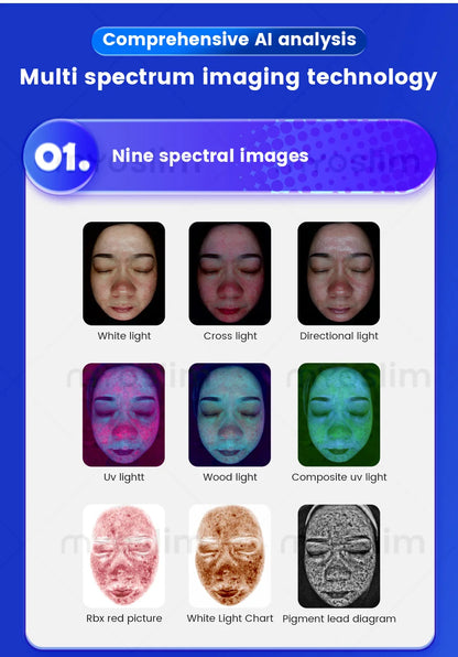 3D Facial Skin Analyzer Machine 21.5 Inch AI 8 Light Spectrum Skin Care Scanner Hair Analysis for Business Beauty Care