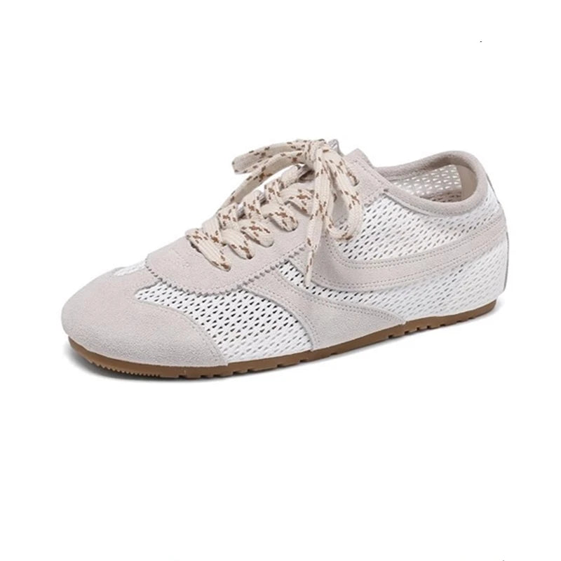 AIYUQI Mesh German Training Shoes Women 2026 New Summer Sneakers Women Retro Genuine Leather Casual Lace-up Sneakers Women