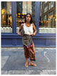 Printed Satin Wrap Midi Skirt