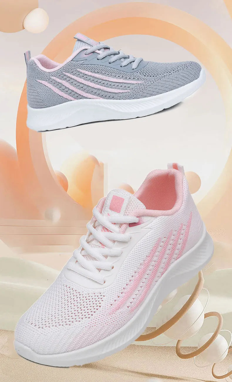 Women's Lightweight Running Shoes Summer Breathable Lace-Up Gym Walking Training  Cushioned Sole Non Slip Fatigue Relief Casual