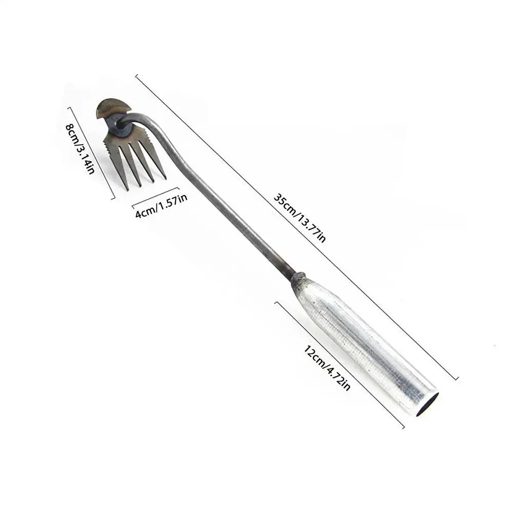 2 In 1 Garden Rake Manual WSeed Grass Rooting Tool Puller Shovel 4 Teeth Weeding Removal Hand Gardening Loose Soil Tool Weeder