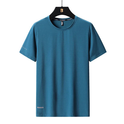 High-Quality Ice Silk T-Shirts Men Plus Size 8XL Male Tshirt Fat Man Tee Shirt Breathable Wearing Tee Tops Running Fast Shipping