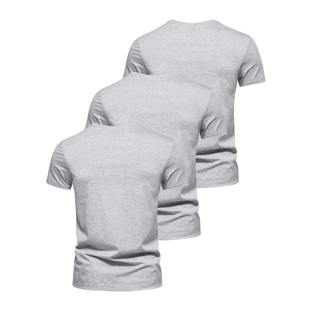 3Pcs Men T-shirt O-neck Fashion Design Slim Fit Soild T-shirts Male Tops Tees Short Sleeve T Shirt For Men