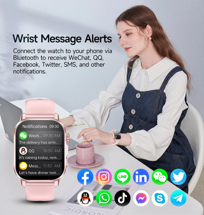 New Professional Health Watch Blood Pressure 2.01"AMOLED Screen Uric Acid Blood Lipids Flashlight Care Smart Watches for Women